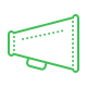 Icono de megáfono simbolizando el fortalecimiento de la autoridad de marca y la relevancia del proyecto en buscadores.
